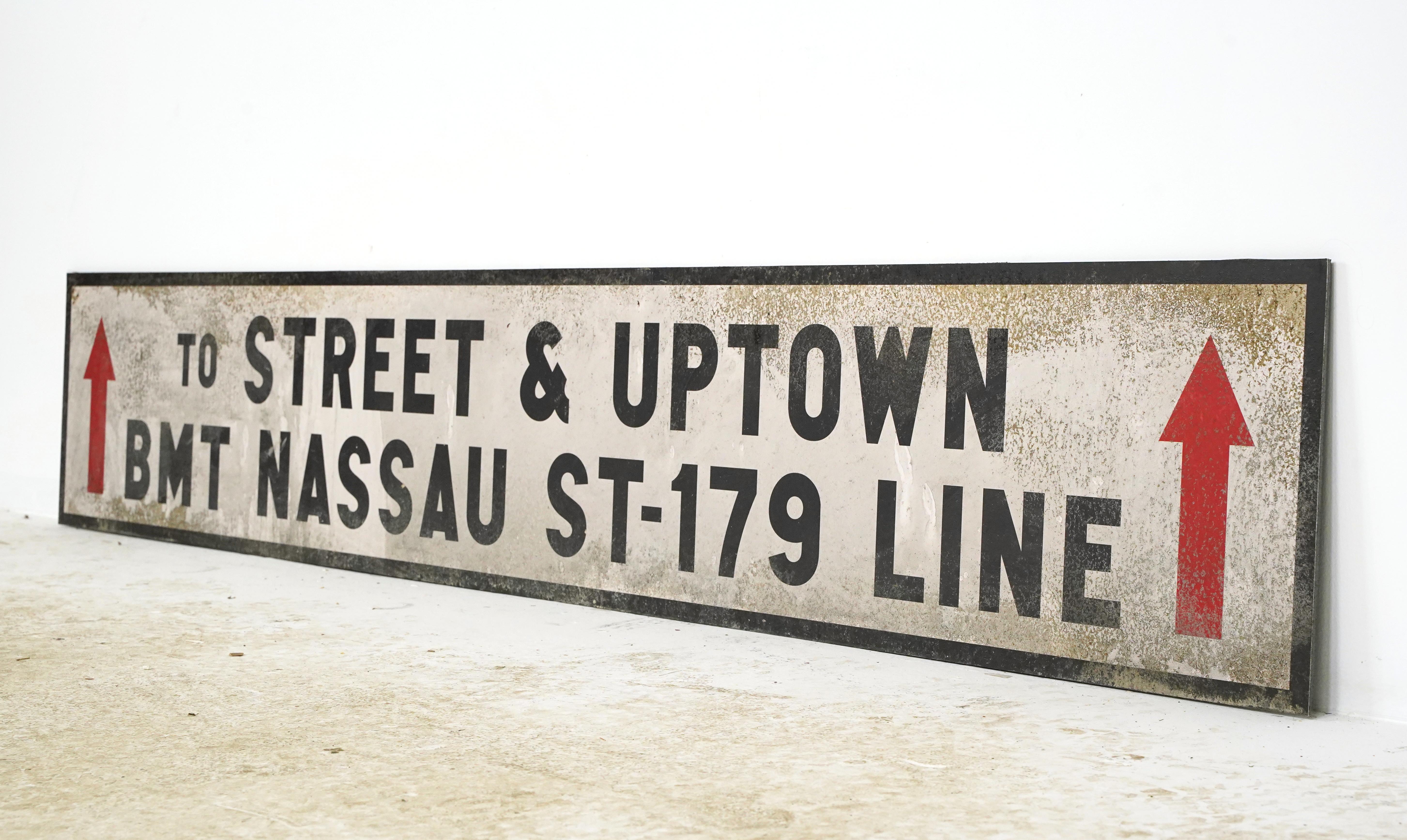 Industriel Panneau en mousse BMT NASSAU ST-179 Film Prop Sign NYC Subway en vente