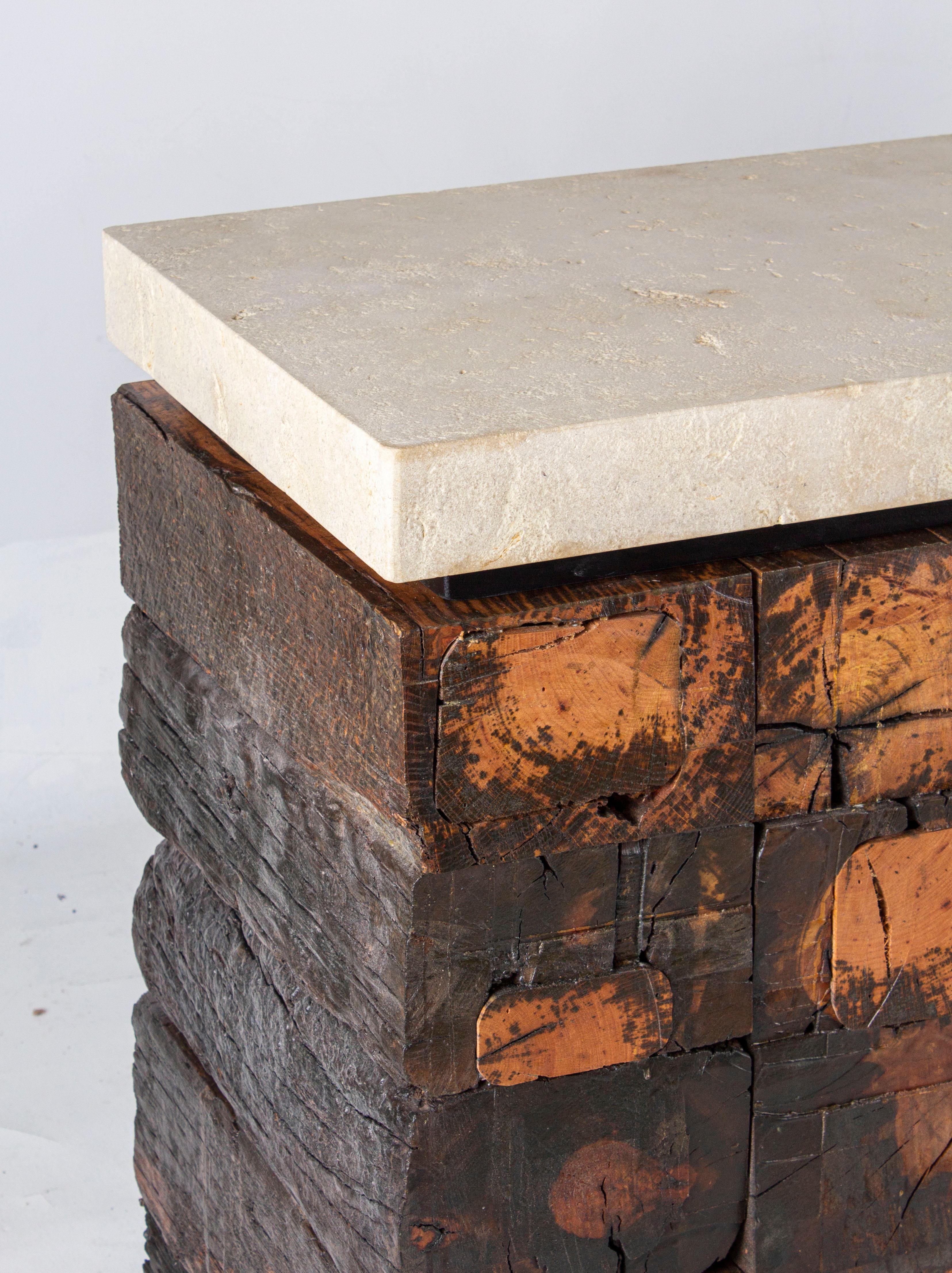 Foard Wood and Limestone Console Table 1