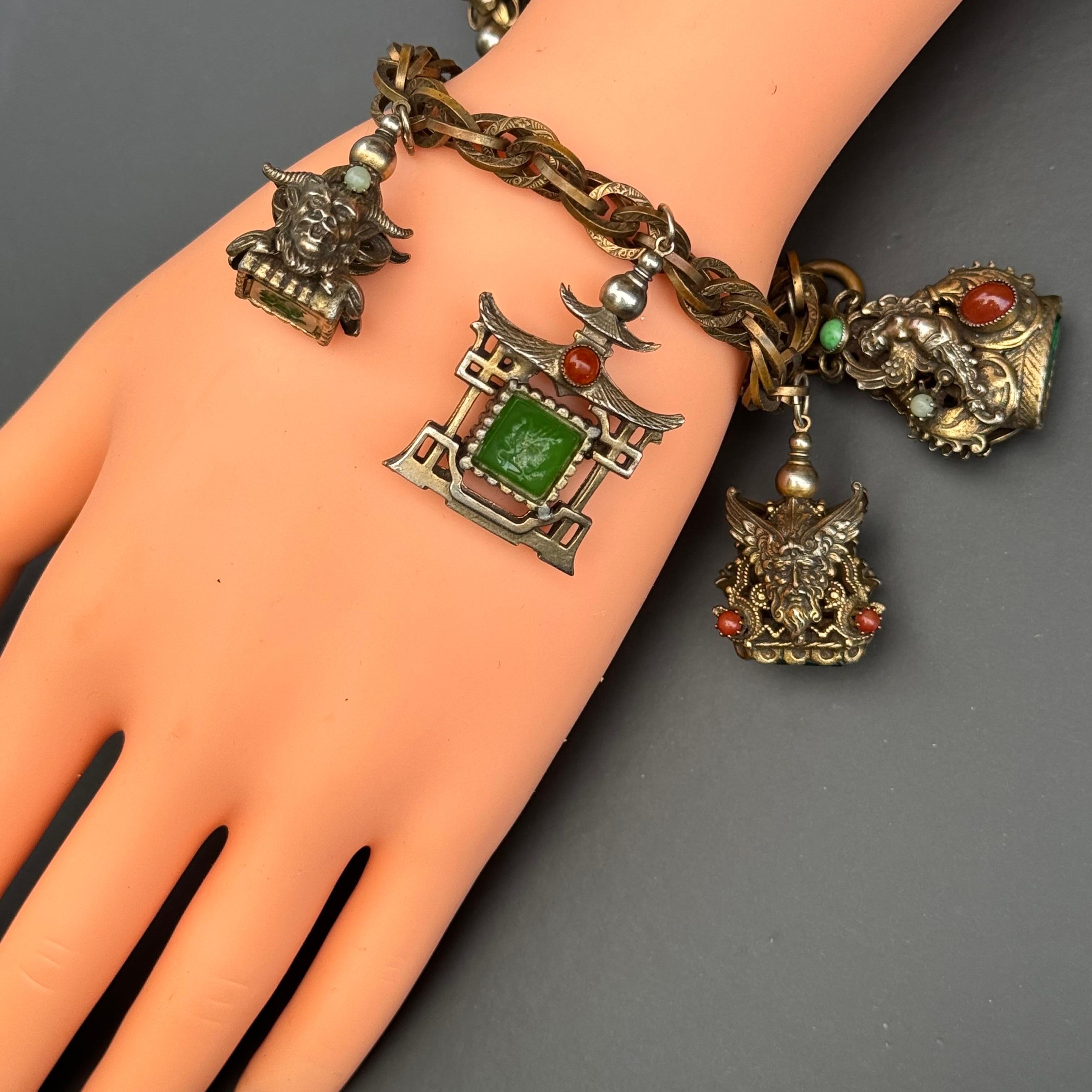 Fob Charm Bracelet Renaissance Revival Costume Jewelry 5