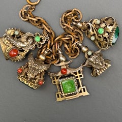 Fob Charm Bracelet Renaissance Revival Costume Jewelry