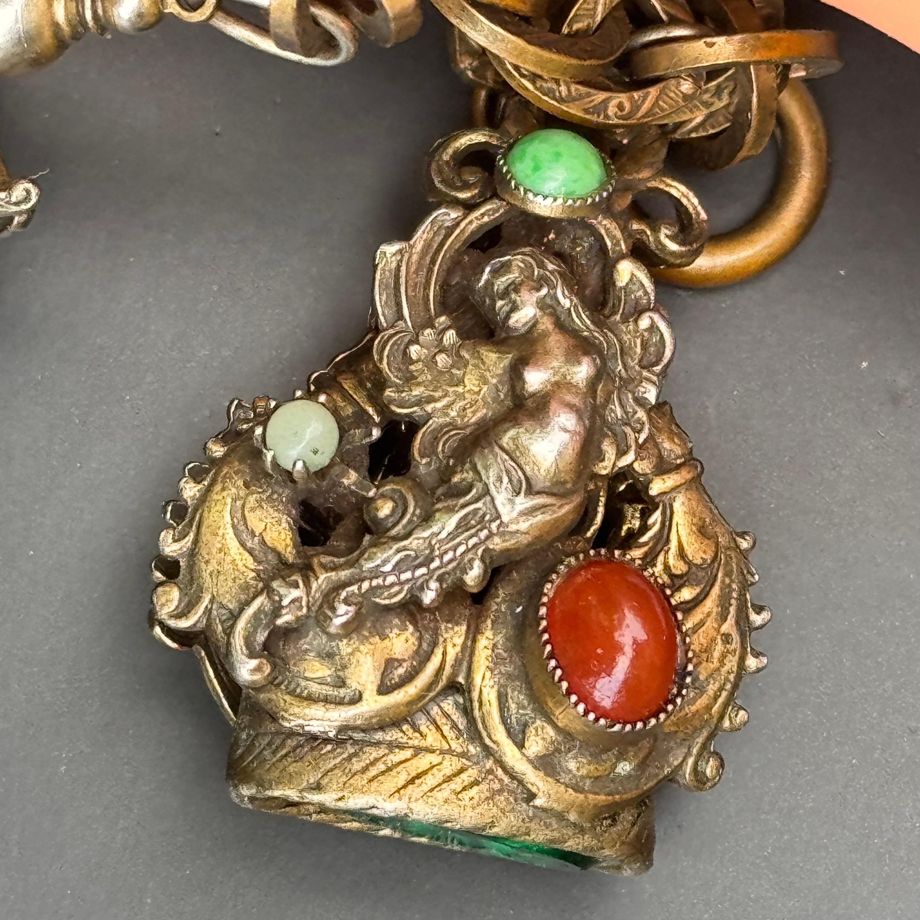 Fob Charm Bracelet Renaissance Revival Costume Jewelry 1