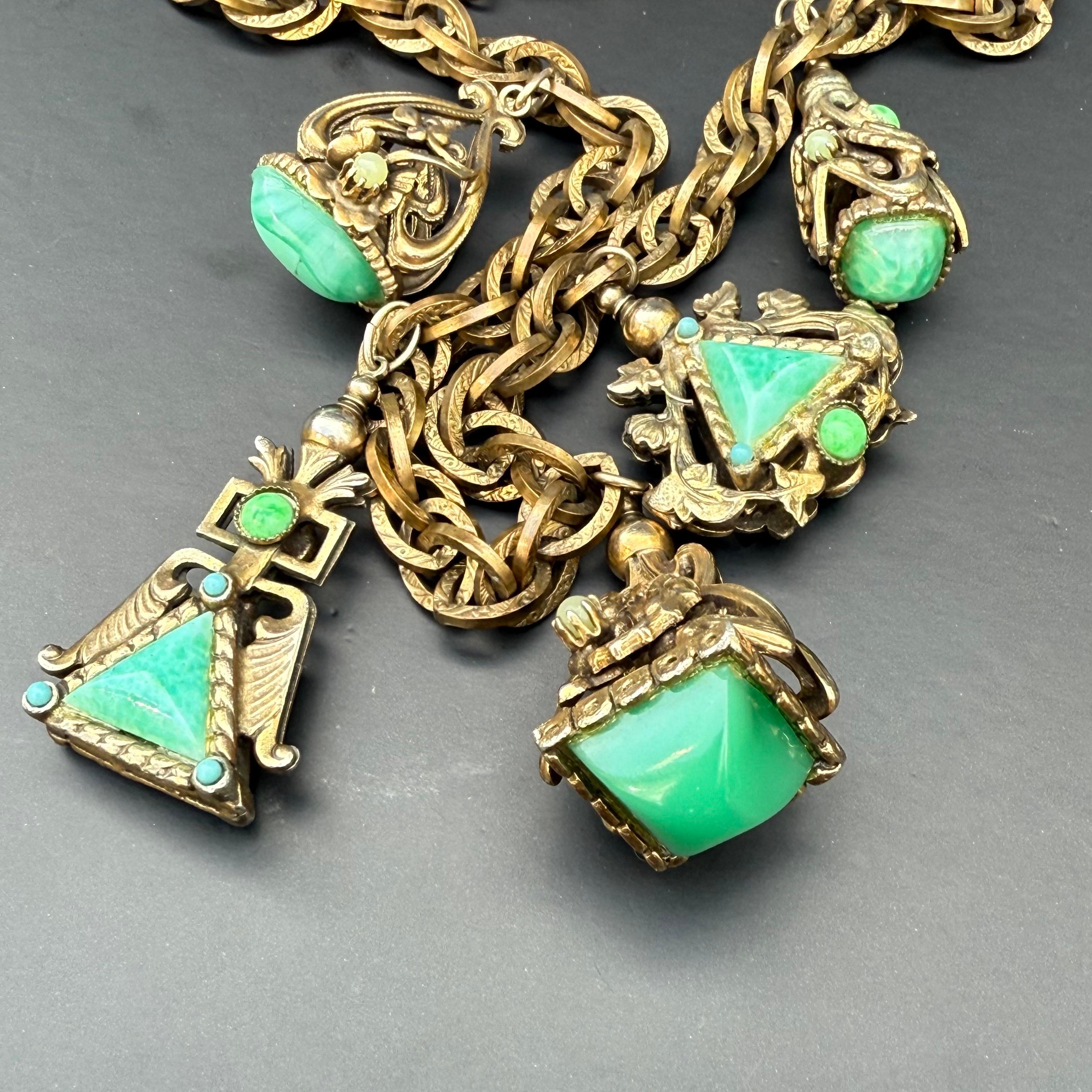 Women's Fob Charm Necklace Renaissance Revival Costume Jewelry For Sale