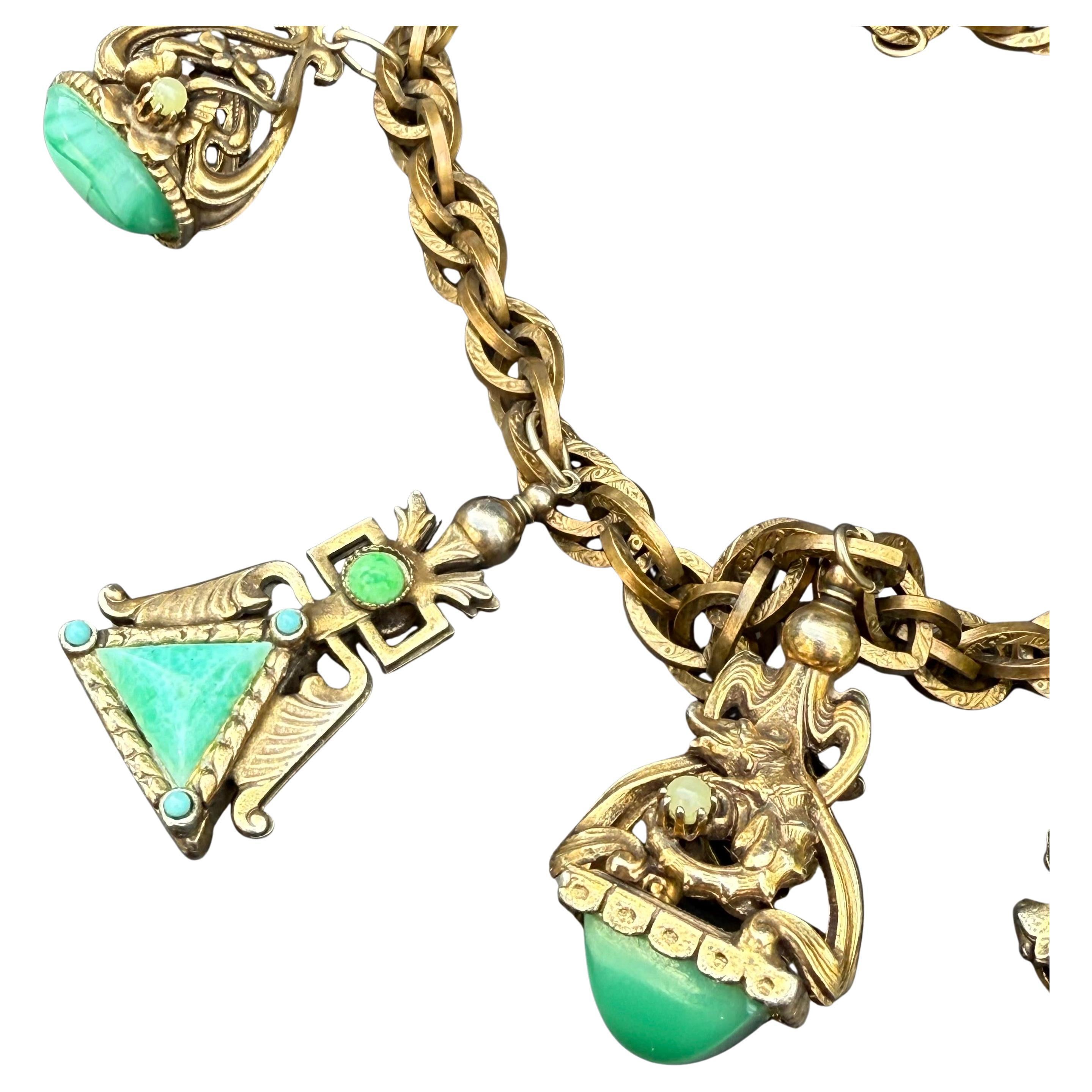 Fob Charm Necklace Renaissance Revival Costume Jewelry For Sale 1