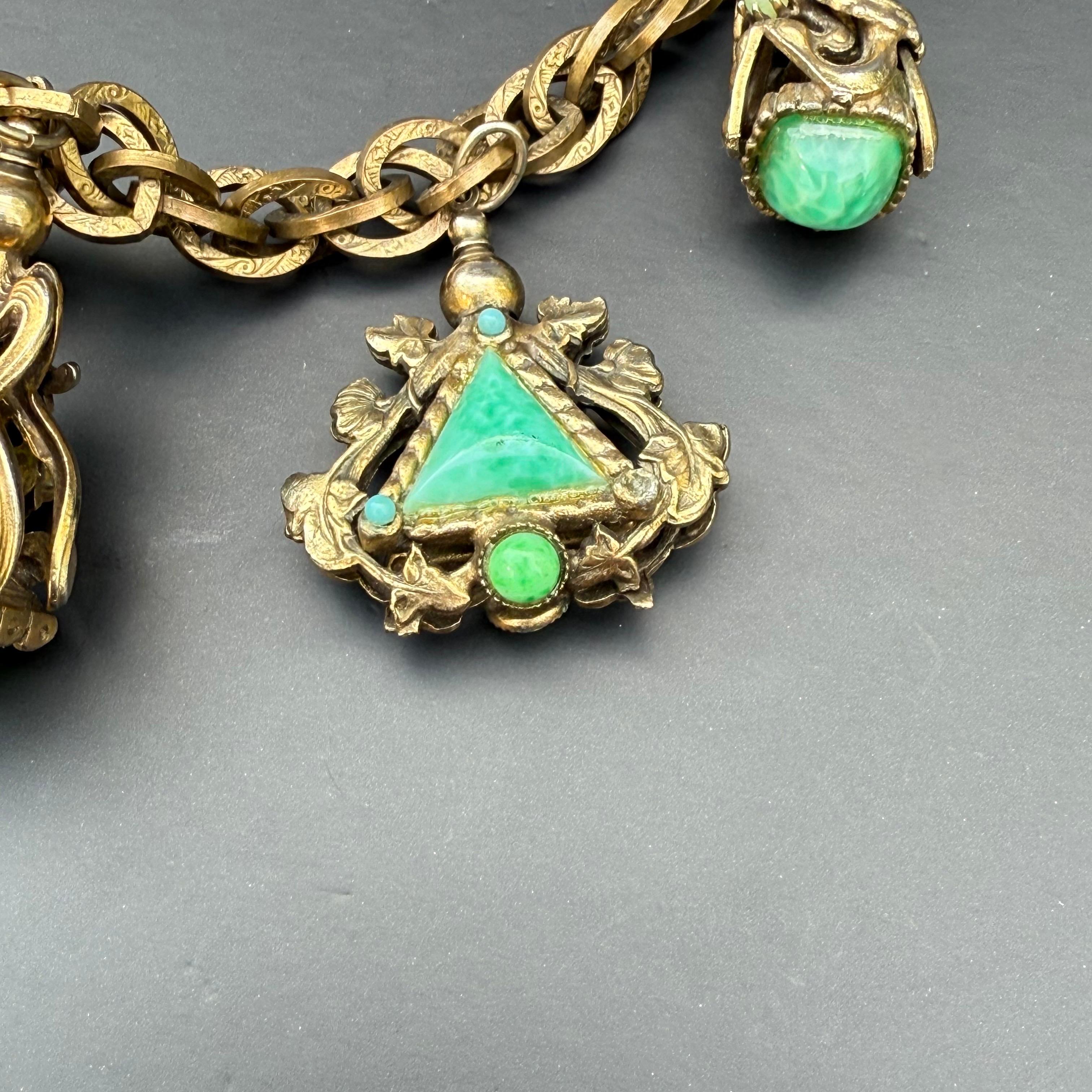 Fob Charm Necklace Renaissance Revival Costume Jewelry For Sale 2