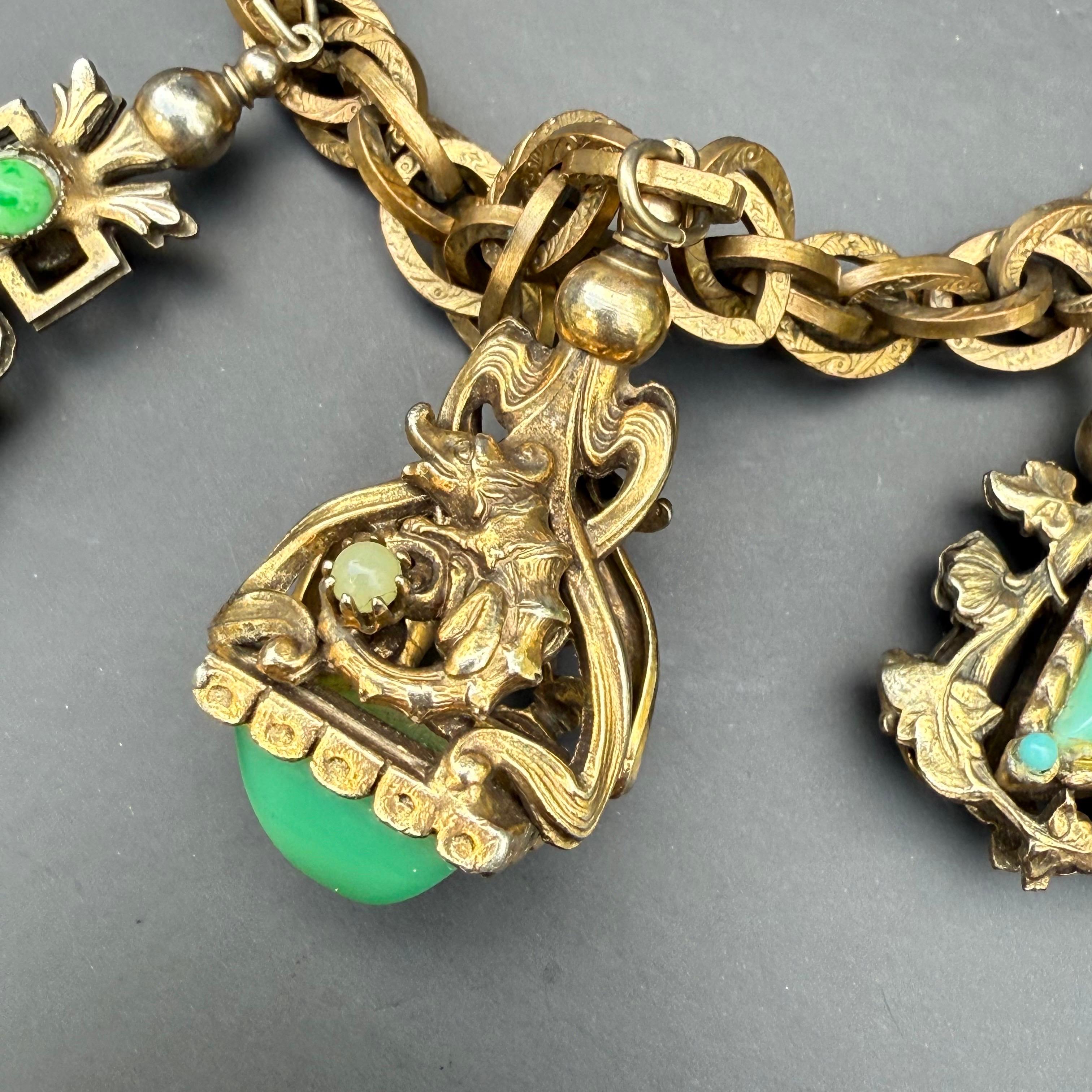 Fob Charm Necklace Renaissance Revival Costume Jewelry For Sale 3