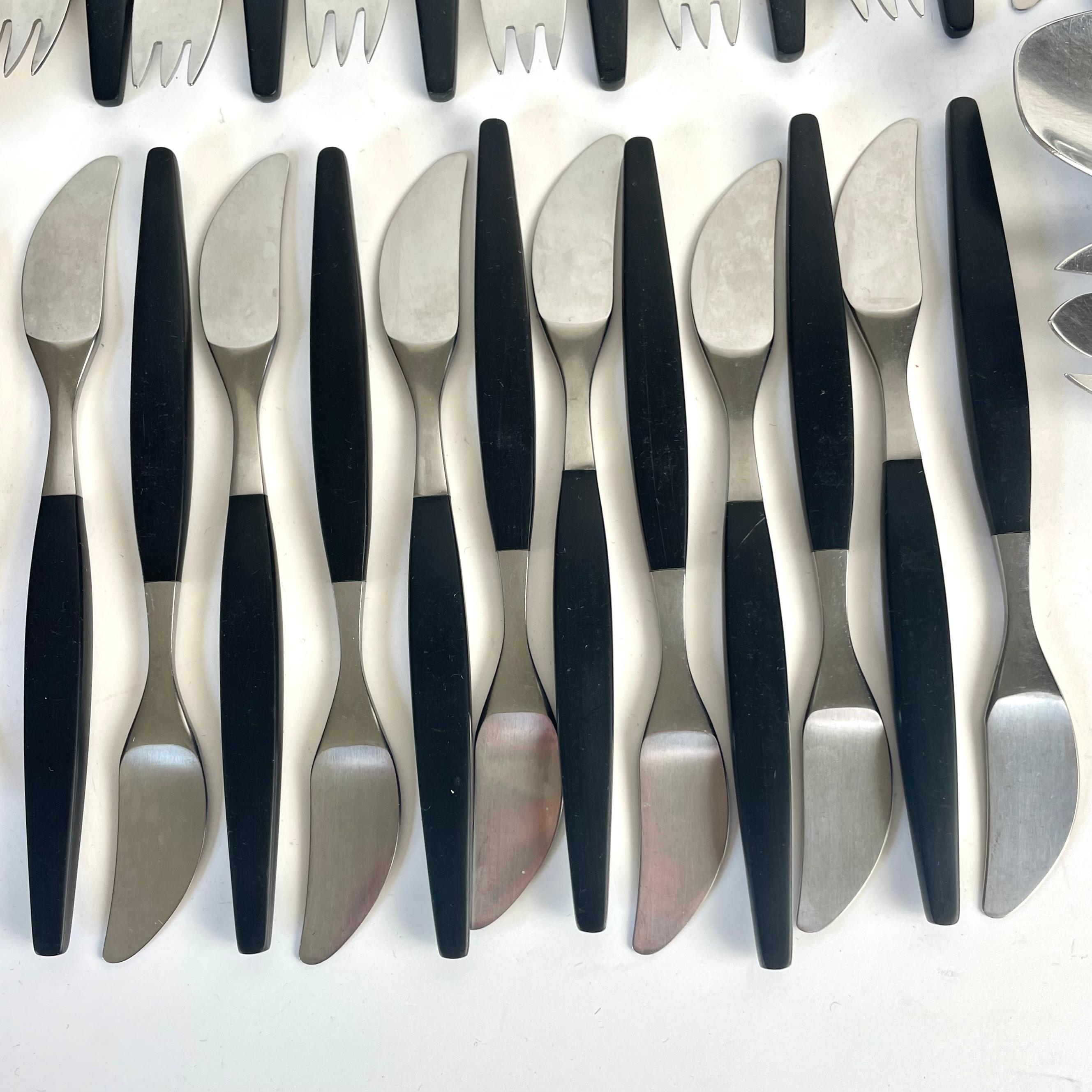 “Focus de Luxe” Flatware Set by Folke Arström for Gense, Sweden, 1950s (Mitte des 20. Jahrhunderts) im Angebot