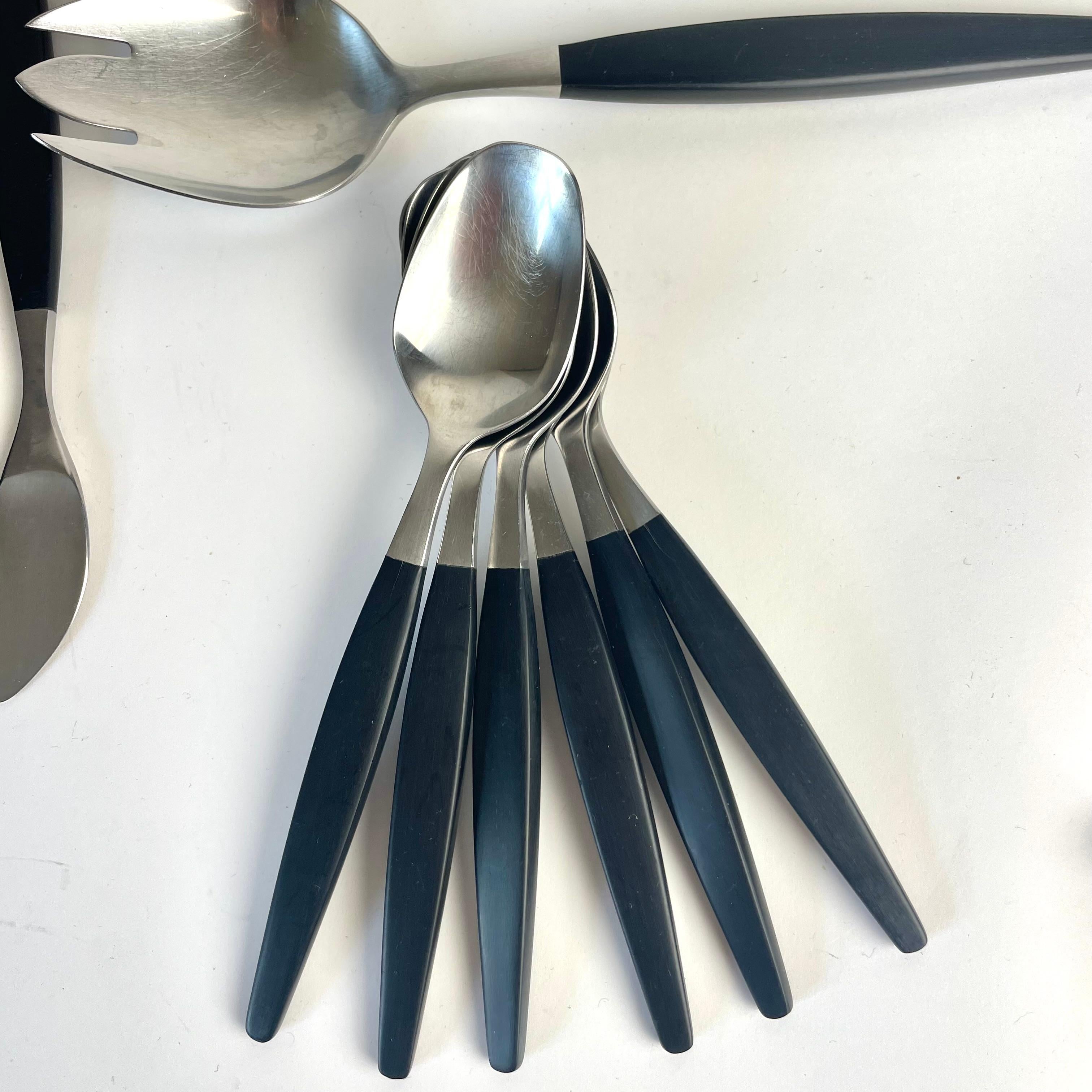 “Focus de Luxe” Flatware Set by Folke Arström for Gense, Sweden, 1950s (Edelstahl) im Angebot