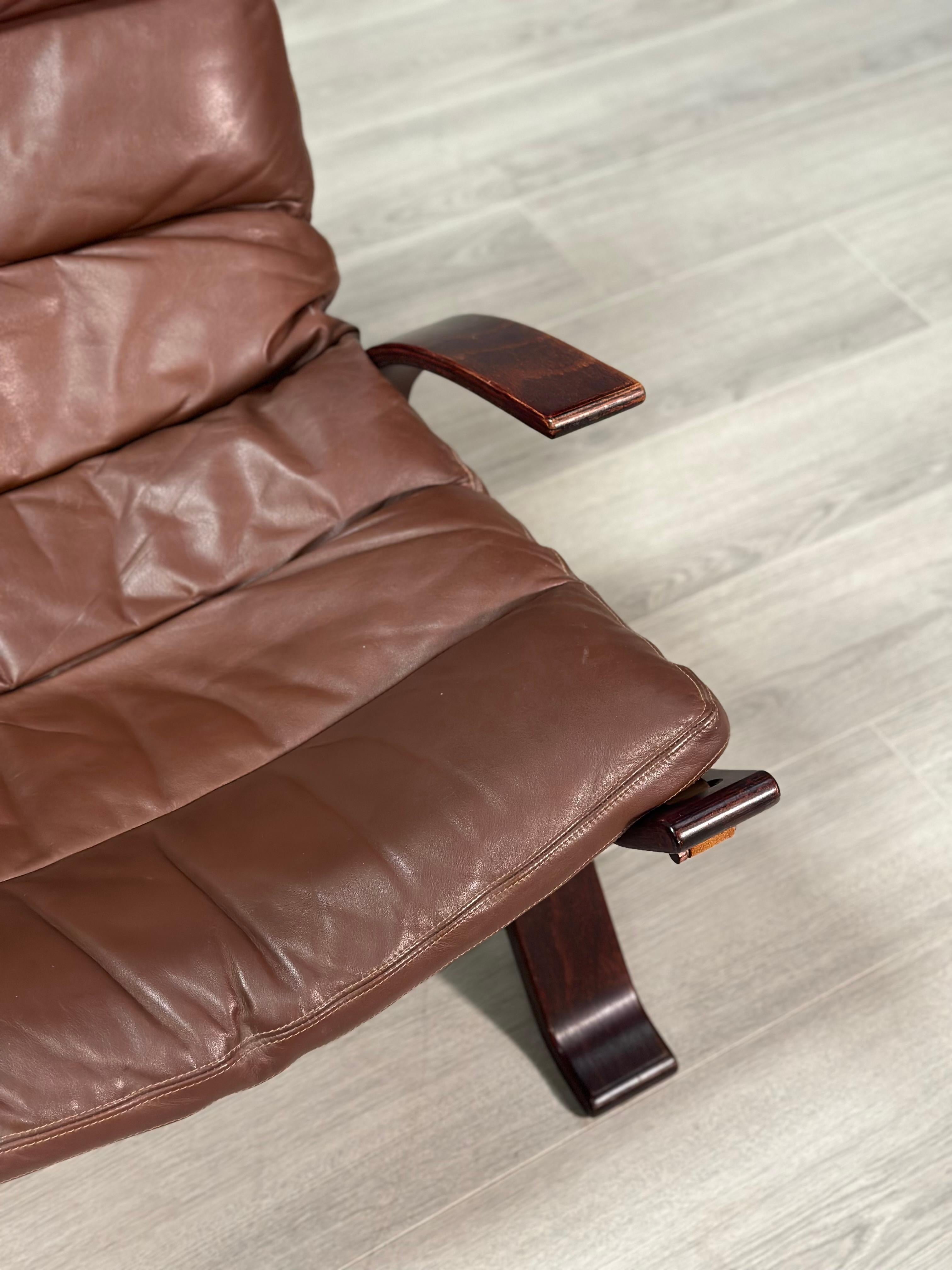 Hand-Crafted Focus Leather Armchair By Bramin c.1970’s For Sale