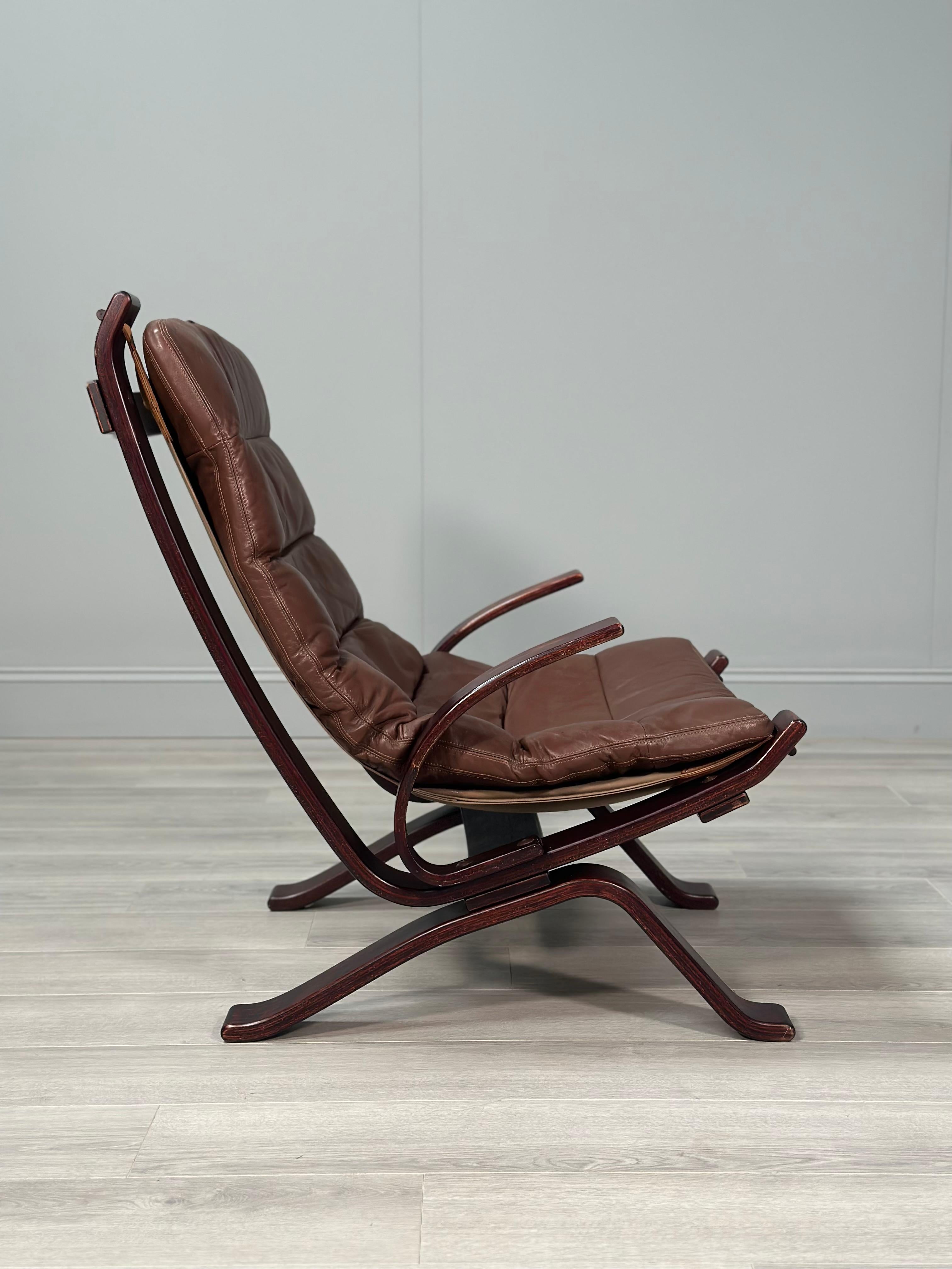 Late 20th Century Focus Leather Armchair By Bramin c.1970’s For Sale