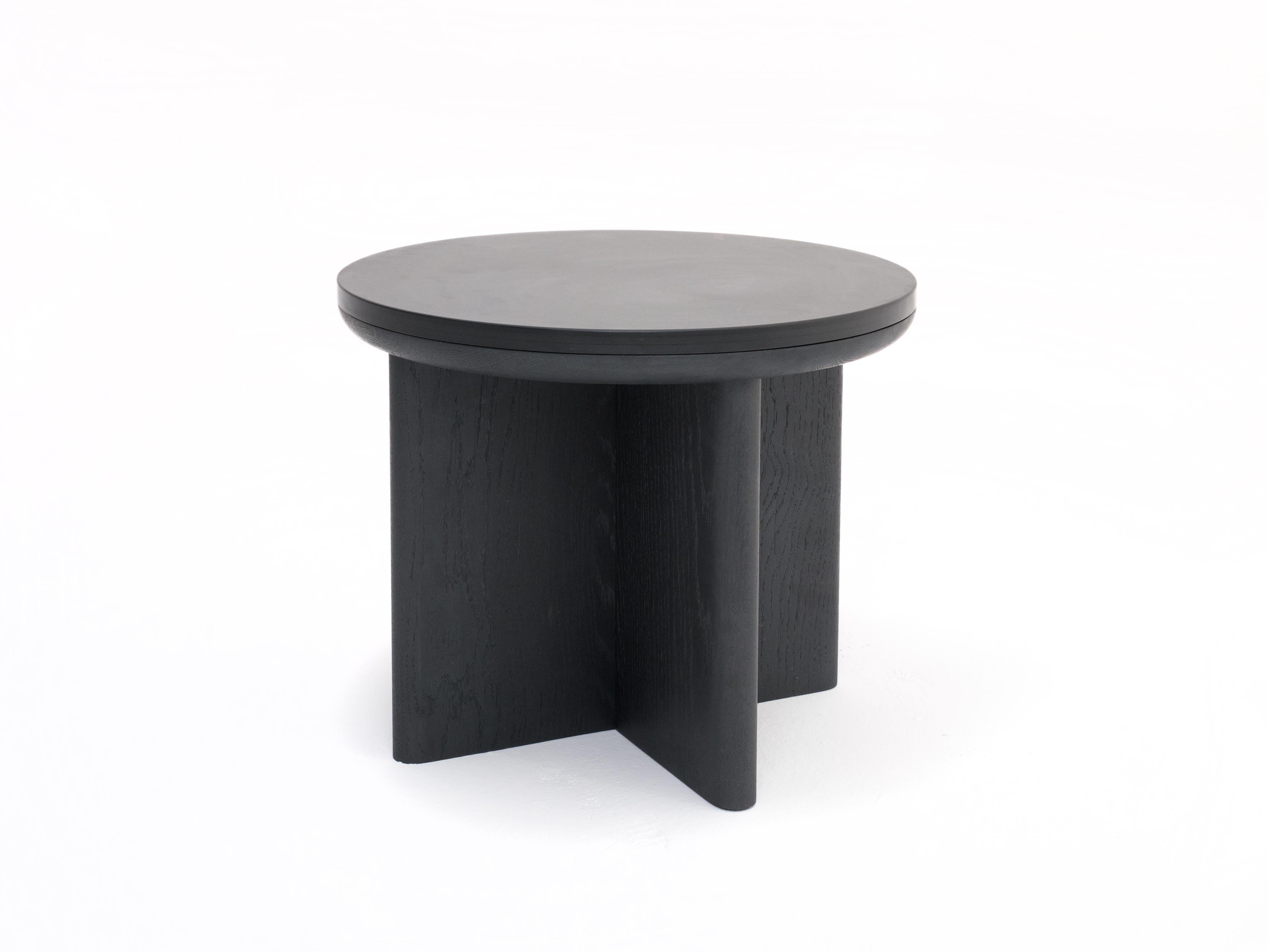 Minimalist Focus, Solid Black Oak & Welsh Slate Contemporary Side Table by Made in Ratio For Sale