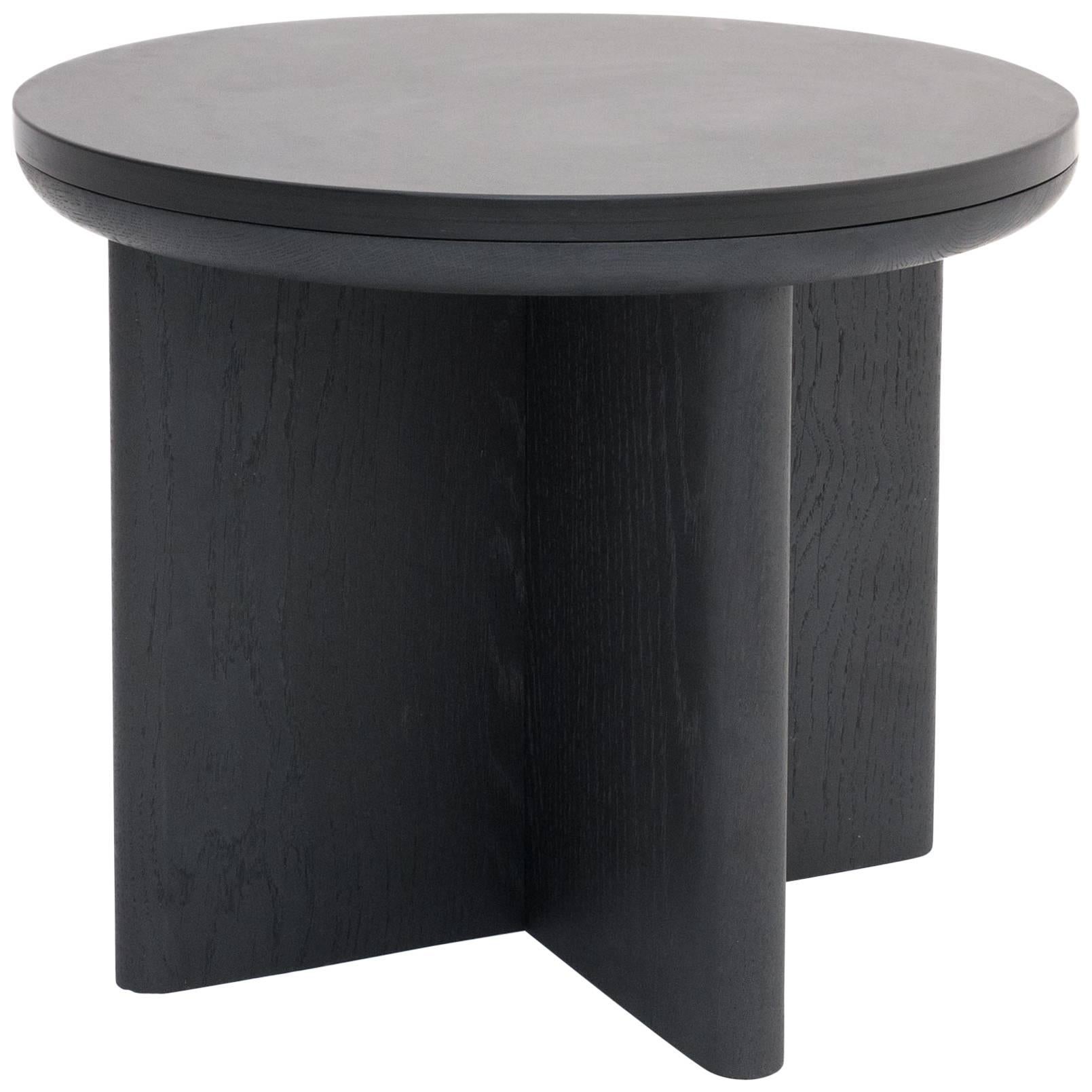 Focus, Solid Black Oak & Welsh Slate Contemporary Side Table by Made in Ratio