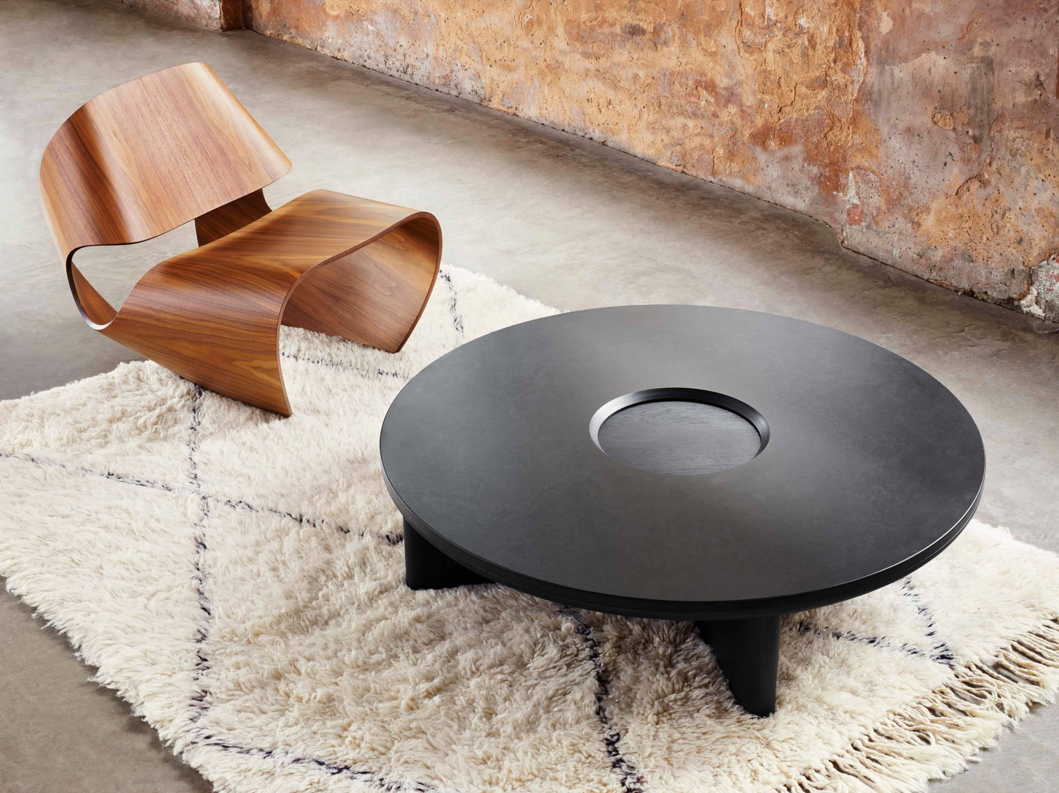 Minimalist Focus, Solid Black Oak & Welsh Slate Large Coffee Table by Made in Ratio For Sale