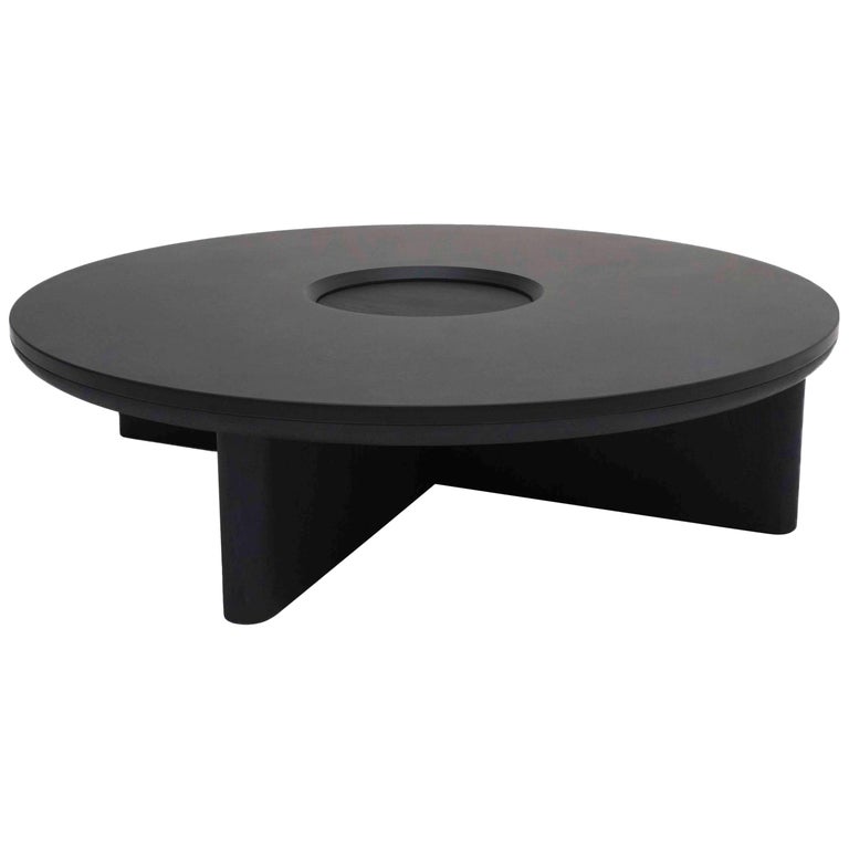 'Focus' Solid Black Oak and Welsh Slate Large Contemporary Coffee Table