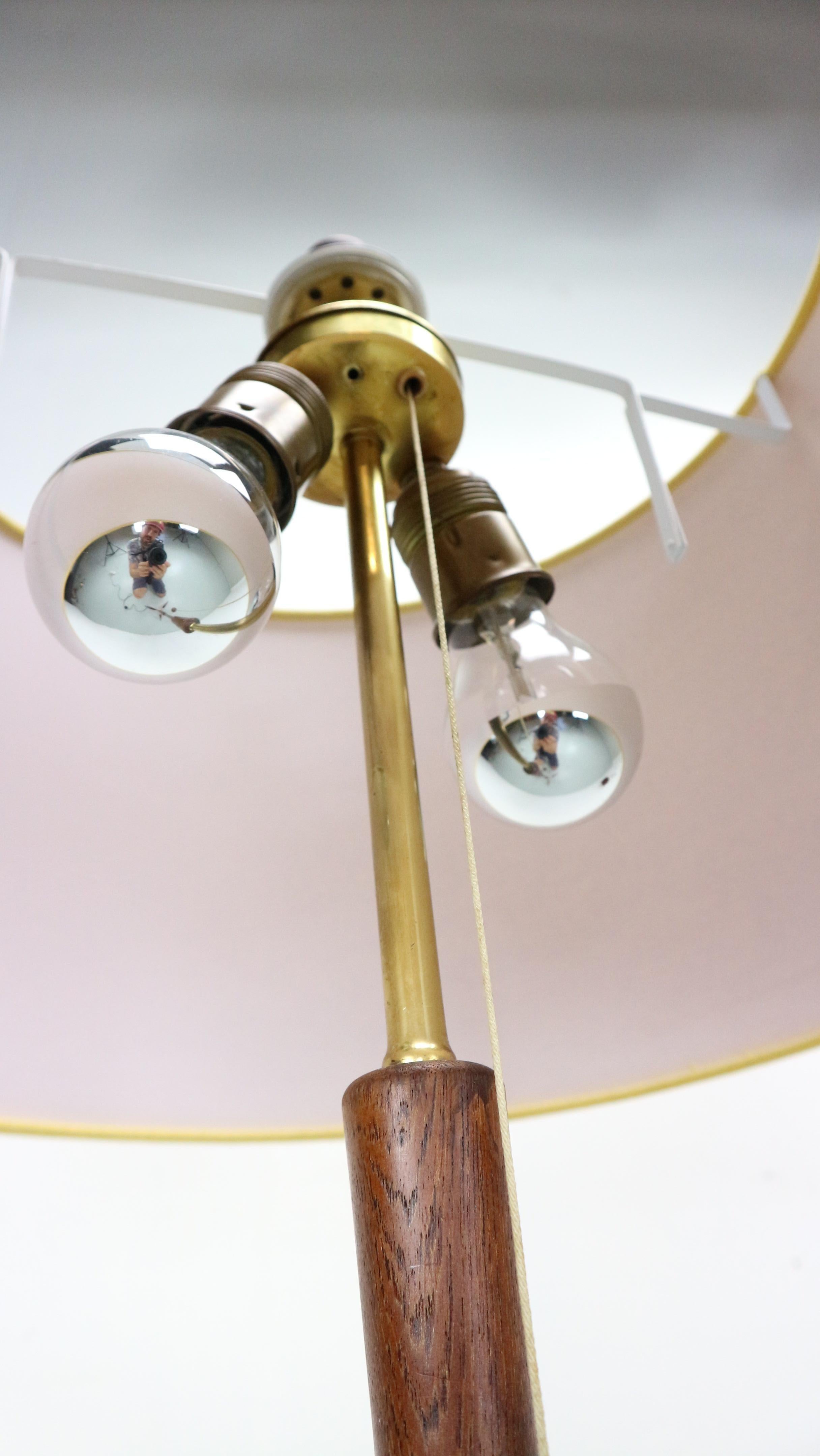 Fog and Morup teak and copper tripot floorlamp Denmark 1960s 5