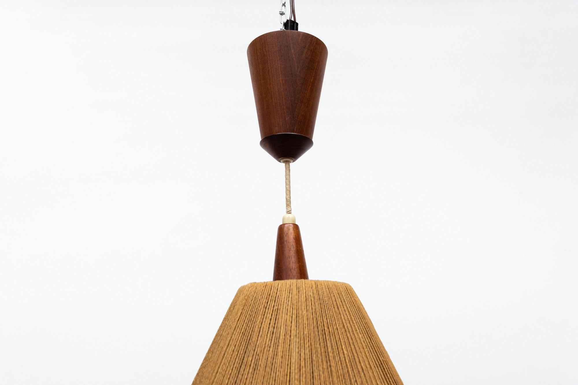 Fog and Morup Teak and Hemp Pendant Lamp by Ib Fabiansen For Sale 4