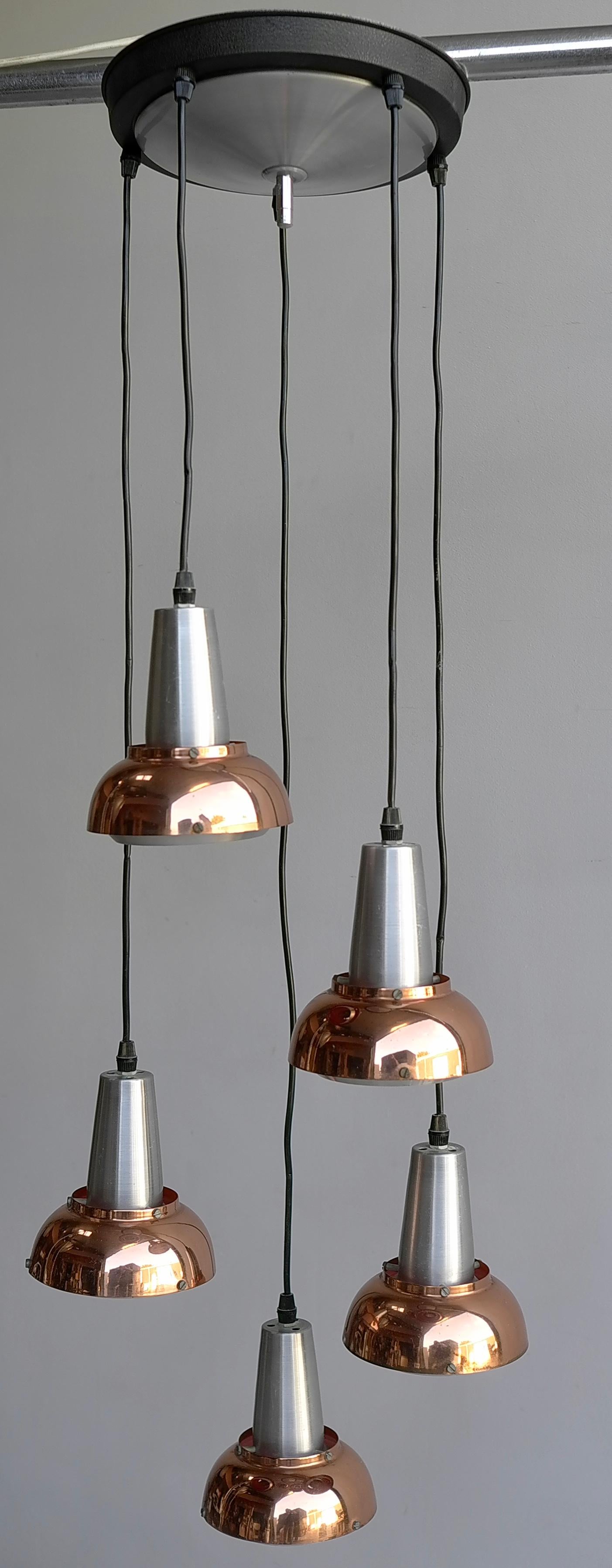 Fog and Mørup Aluminium and Copper Danish 1960s Chandelier (Moderne der Mitte des Jahrhunderts)