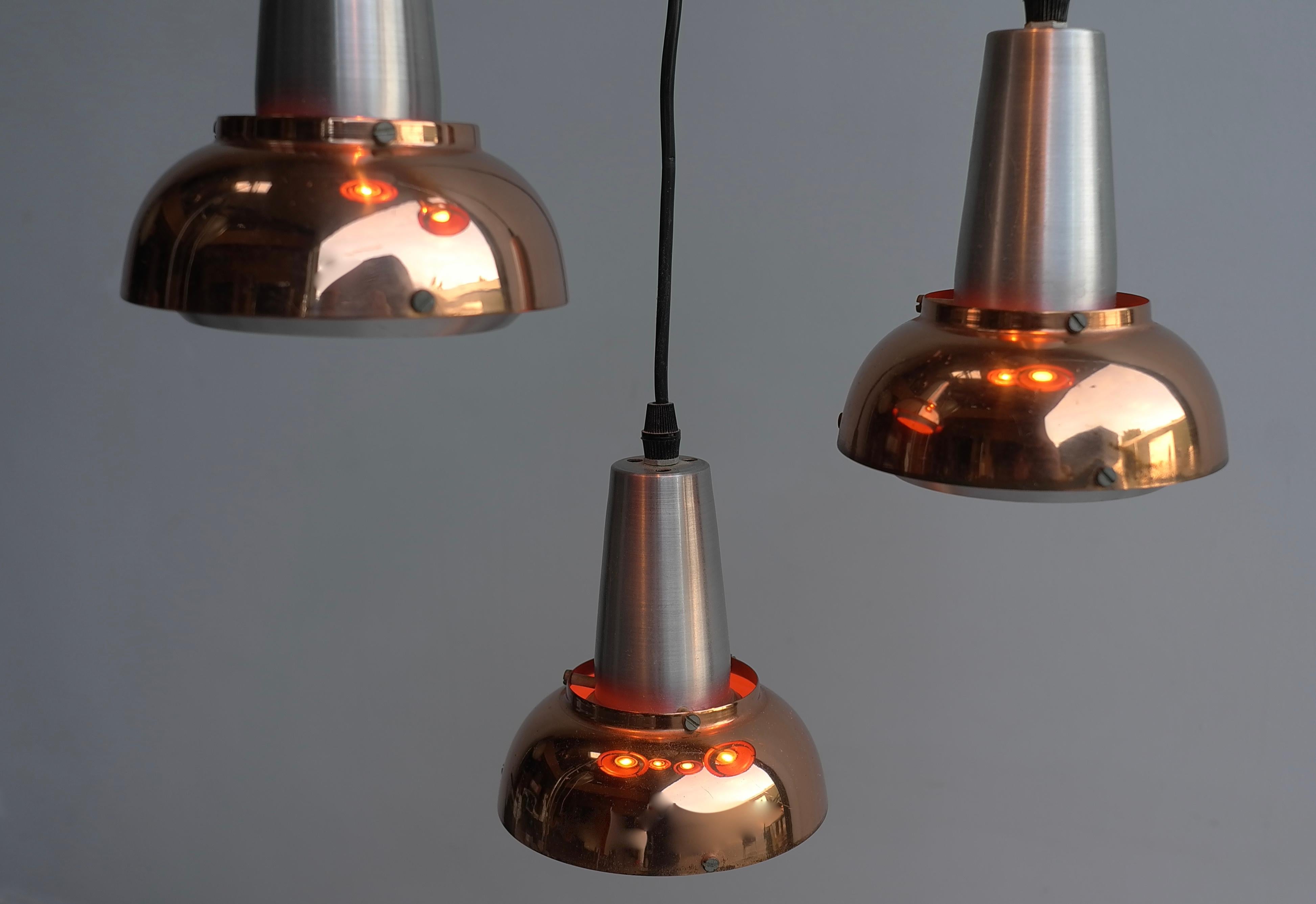 Fog and Mørup Aluminium and Copper Danish 1960s Chandelier 1