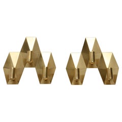 Fog & Morup Brass Wall Lamp, Danish Design, Candelabra Sockets, 1960s