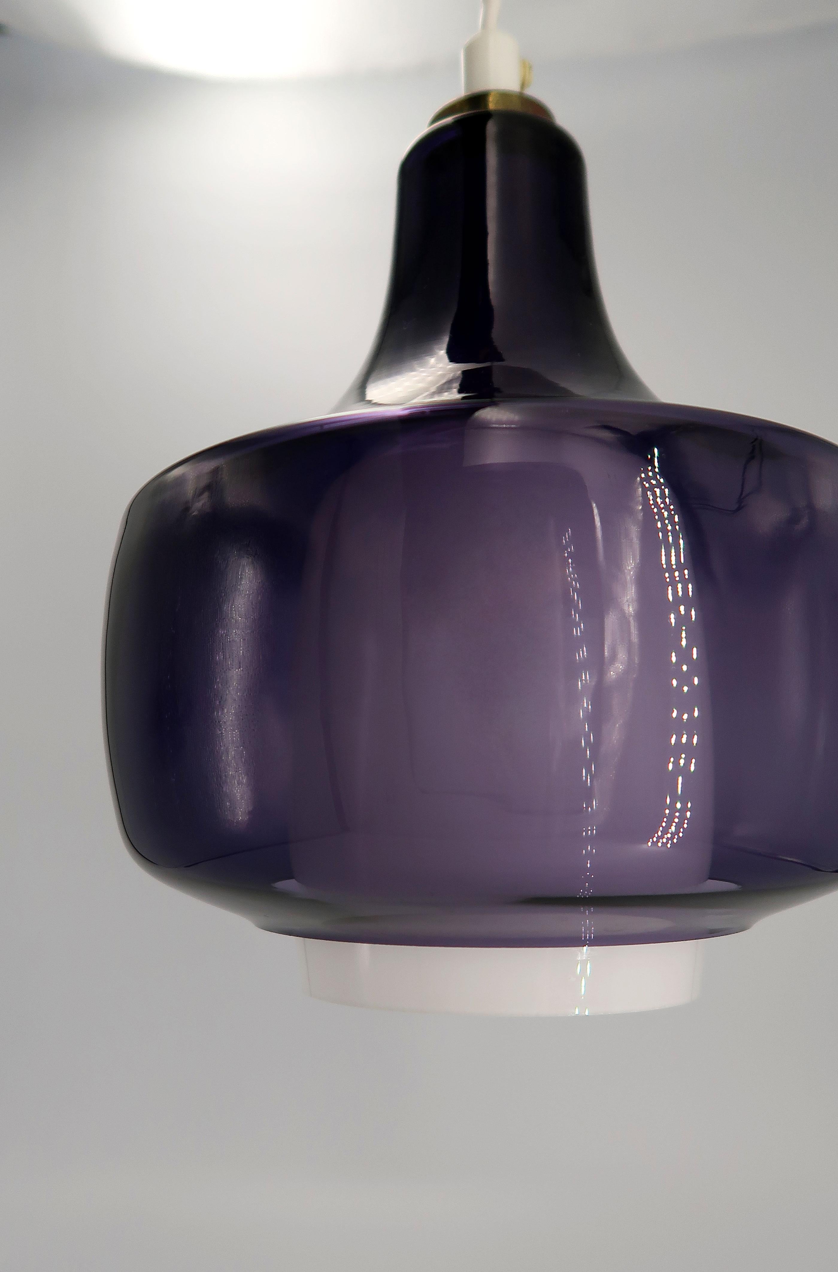 purple glass pendant light