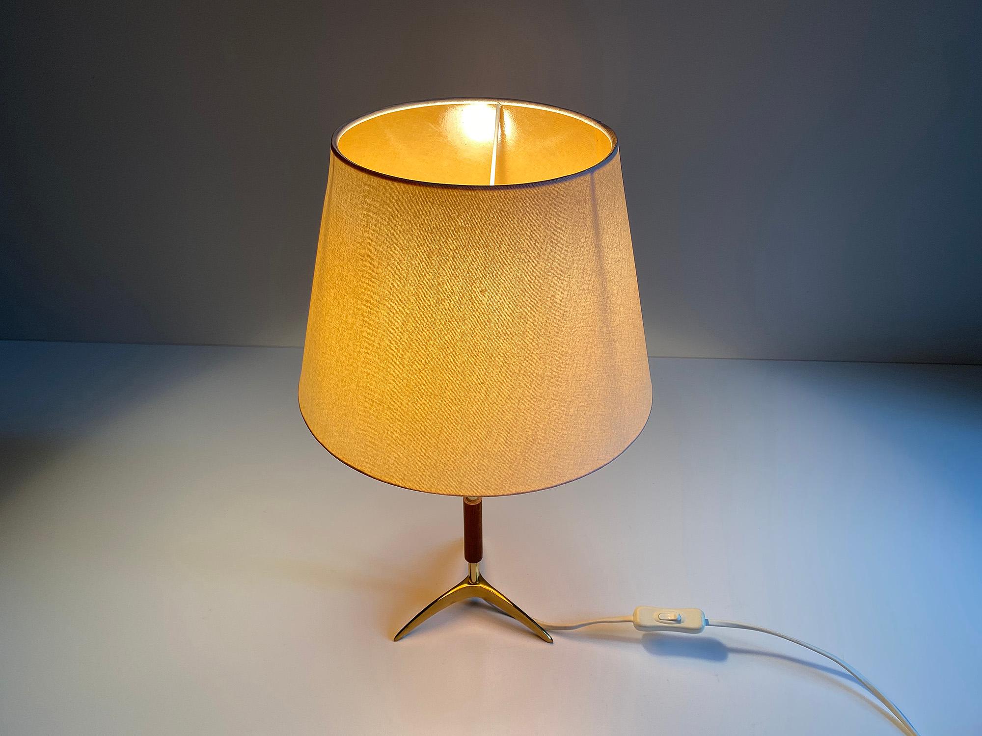 Mid-20th Century Fog & Mørup Desk /  Table Lamp, Danish Modern, Bronze Brass Teak, 1960s  For Sale