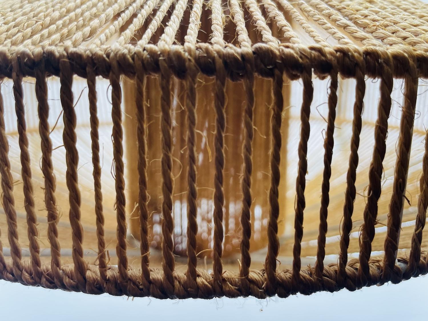 Fog & Morup Hanging Light with Teak Stem and Jute-Wrapped Shade 4