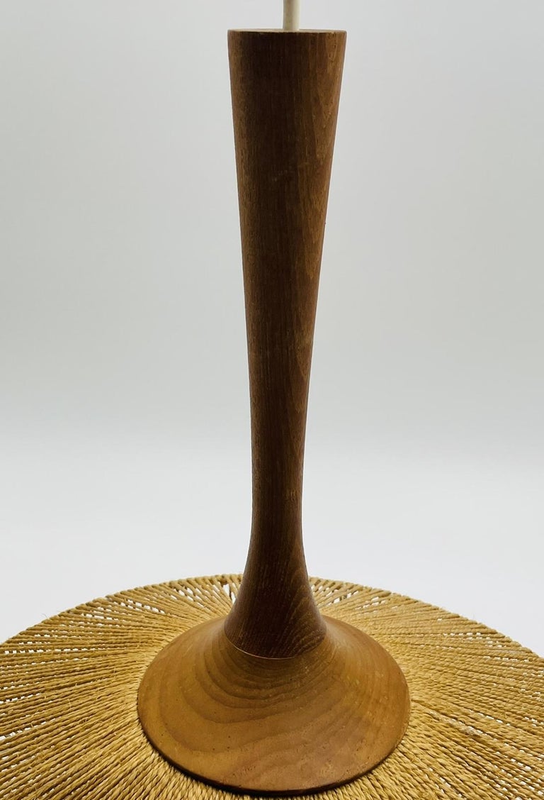 Fog and Morup Hanging Light with Teak Stem and Jute-Wrapped Shade at ... - Hanging Stem Light Fixtures