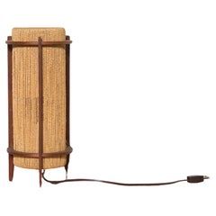 Retro Fog & Morup Hemp and Teak Table Lamp with Wood Base