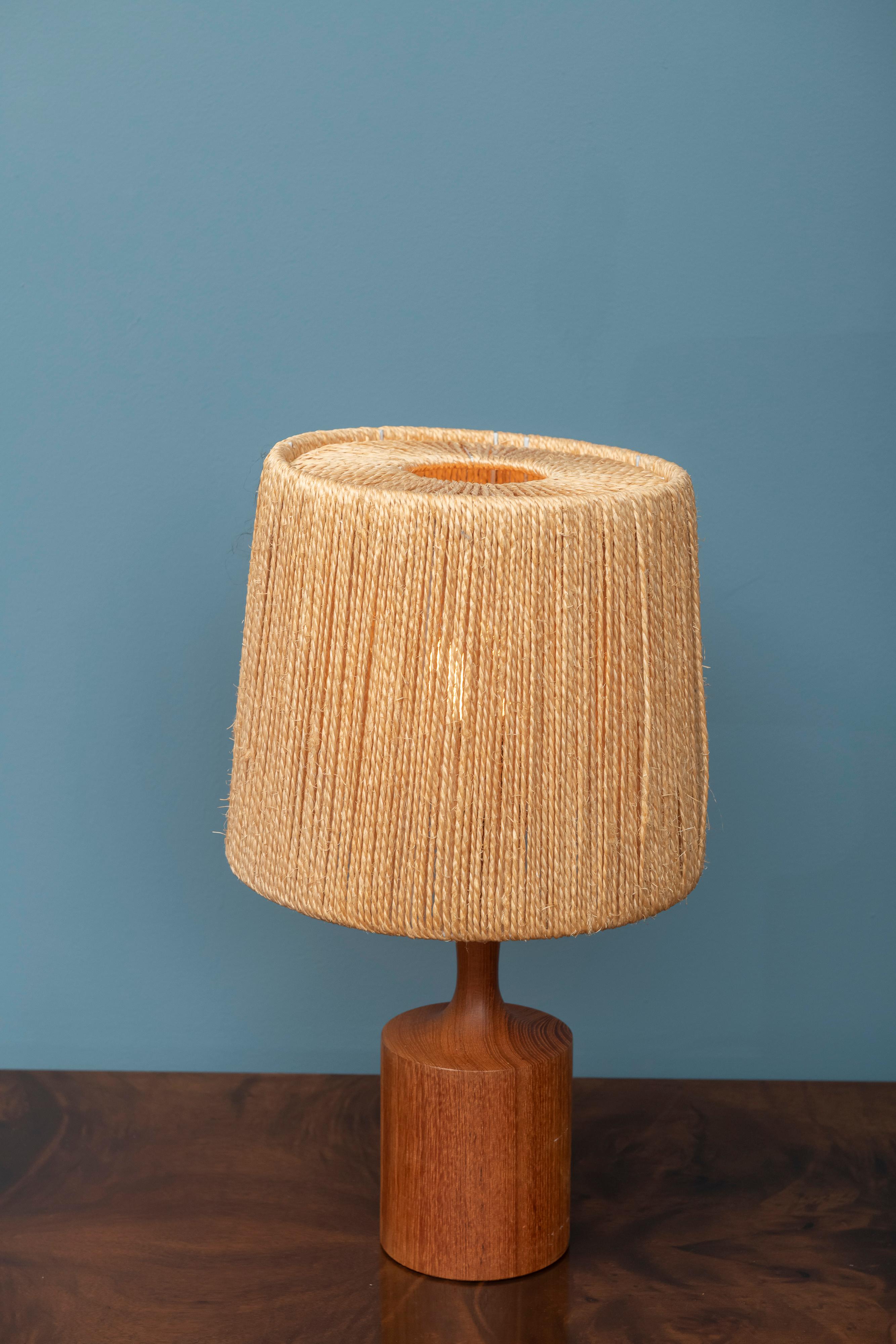 Fog & Morup teak and jute wrapped shade table lamp, beautiful!