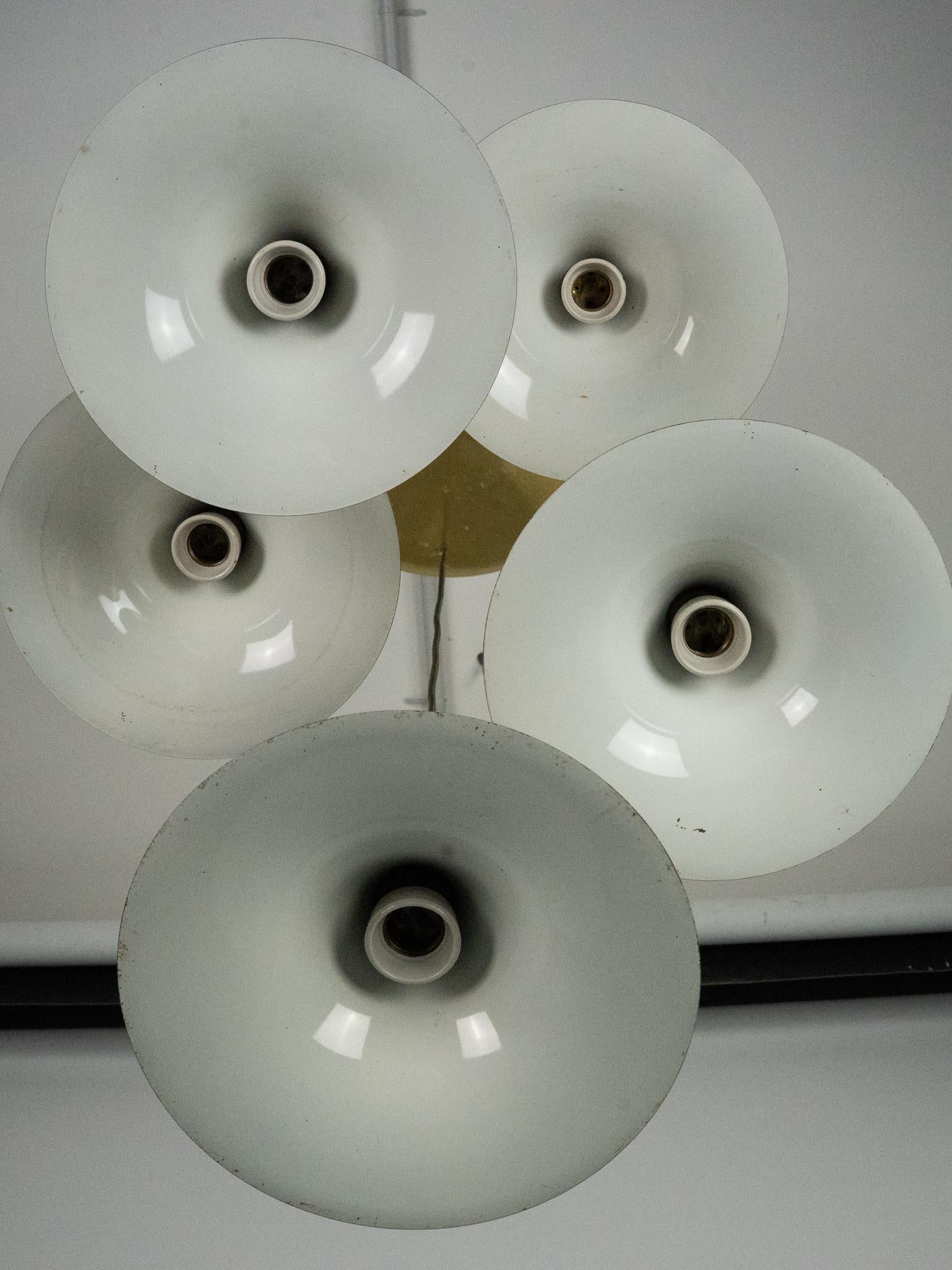 Fog & Morup, Midcentury Brass Pendant with Five Pendant Drops. Danmark, 1960s For Sale 4
