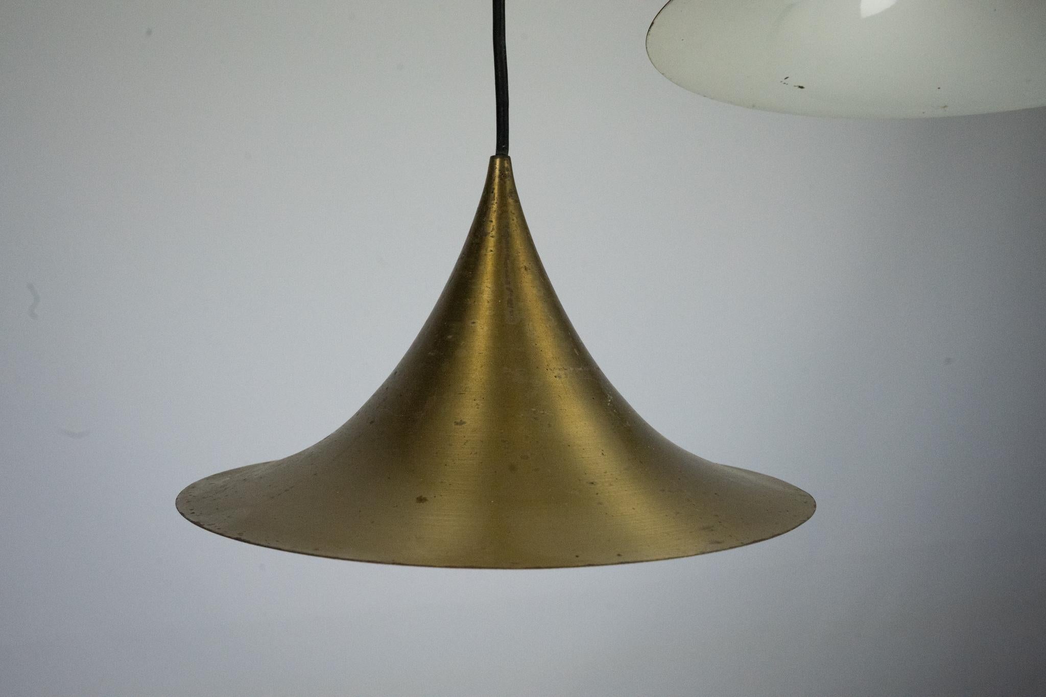 Fog & Morup, Midcentury Brass Pendant with Five Pendant Drops. Danmark, 1960s For Sale 7
