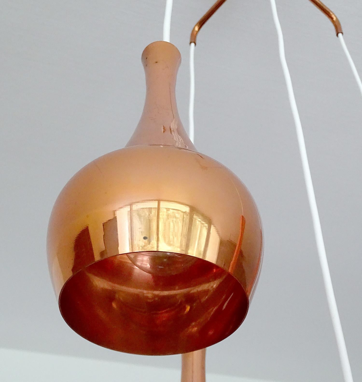 Fog & Morup  MidCentury Orient Copper Glass Chandelier Pendant Lamps, 1960s 11