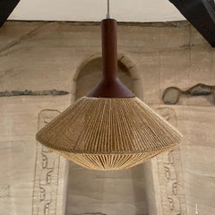 Fog & Morup Moderne Pendelleuchte aus Teakholz mit Seil IB Fabiansen 1960er Kopenhagen