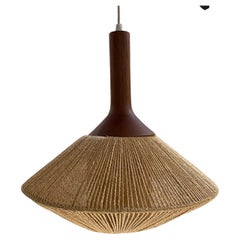 Fog & Morup Moderne Pendelleuchte aus Teakholz mit Seil IB Fabiansen 1960er Kopenhagen