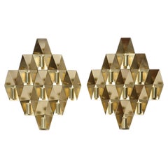 Fog & Morup Brass Wall Lamps, Scandinavian Modern, Denmark, 1960s Pair