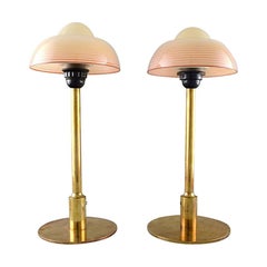 Fog & Mørup a Pair of Fried Eggs Table Lamps, Brass Frames with Glass Shades