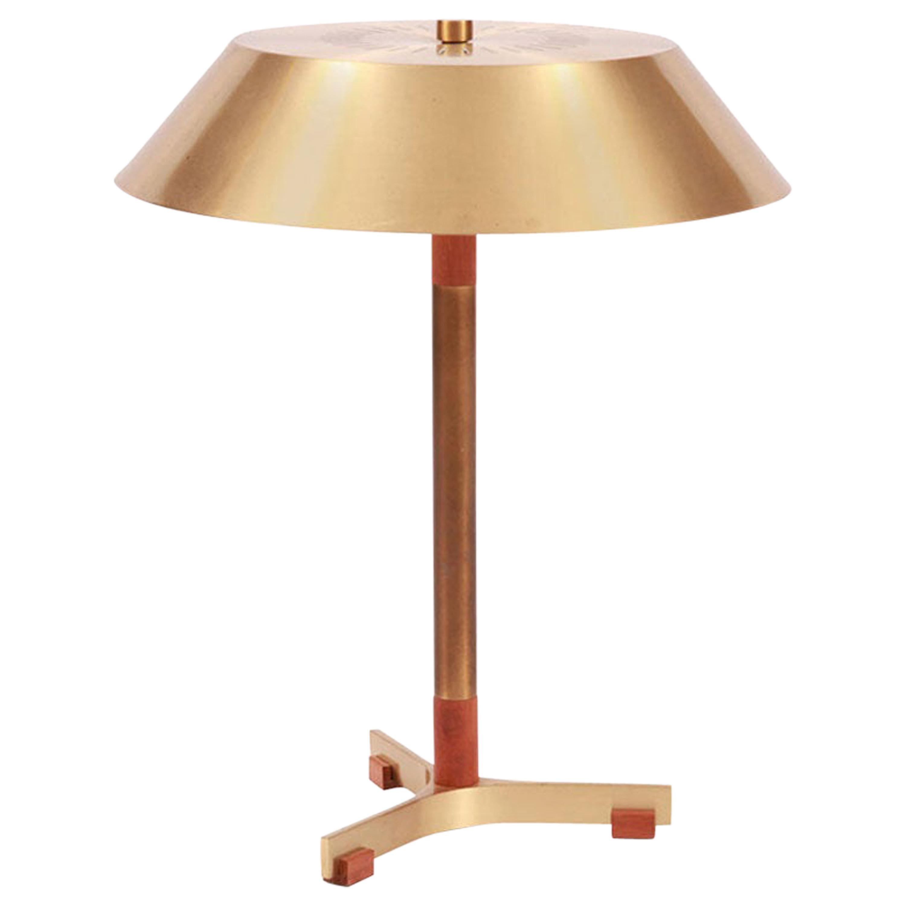 Fog & Mørup Brass and Teak Table Lamp by Jo Hammerborg