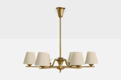 Fog & Mørup, Chandelier, Brass, Fabric, Denmark, 1940s