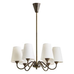 Fog & Mørup, lustre, laiton, tissu, Danemark, années 1940
