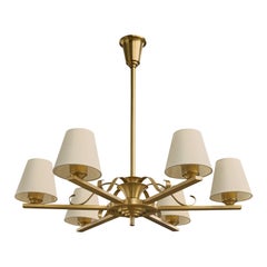 Fog & Mørup, Chandelier, Brass, Fabric, Denmark, 1940s