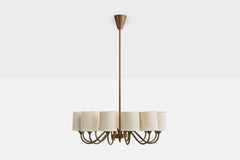 Fog & Mørup, Chandelier, Brass, Fabric, Denmark, 1950s