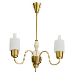 Fog 
Mørup, Chandelier, Brass, Glass, Denmark, 1950s