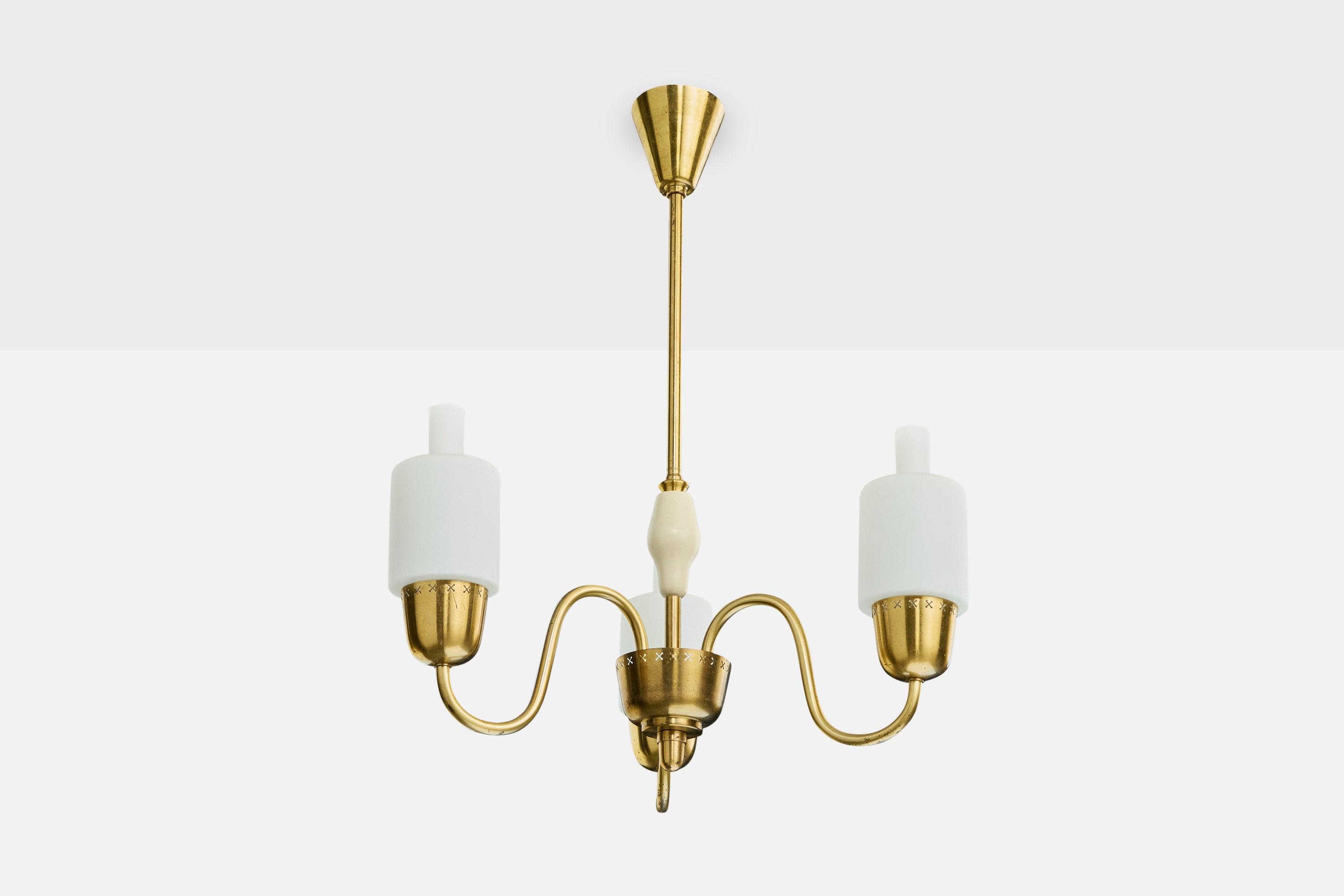 Fog
Mørup, Chandelier, Brass, Glass, Denmark, 1950s