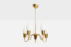 Fog & Mørup, lustre, laiton, verre, Wood, Danemark, années 1950
