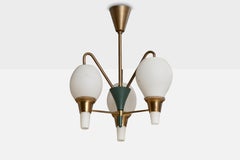 Fog & Mørup, Chandelier, Brass, Metal, Glass, Denmark, 1950s