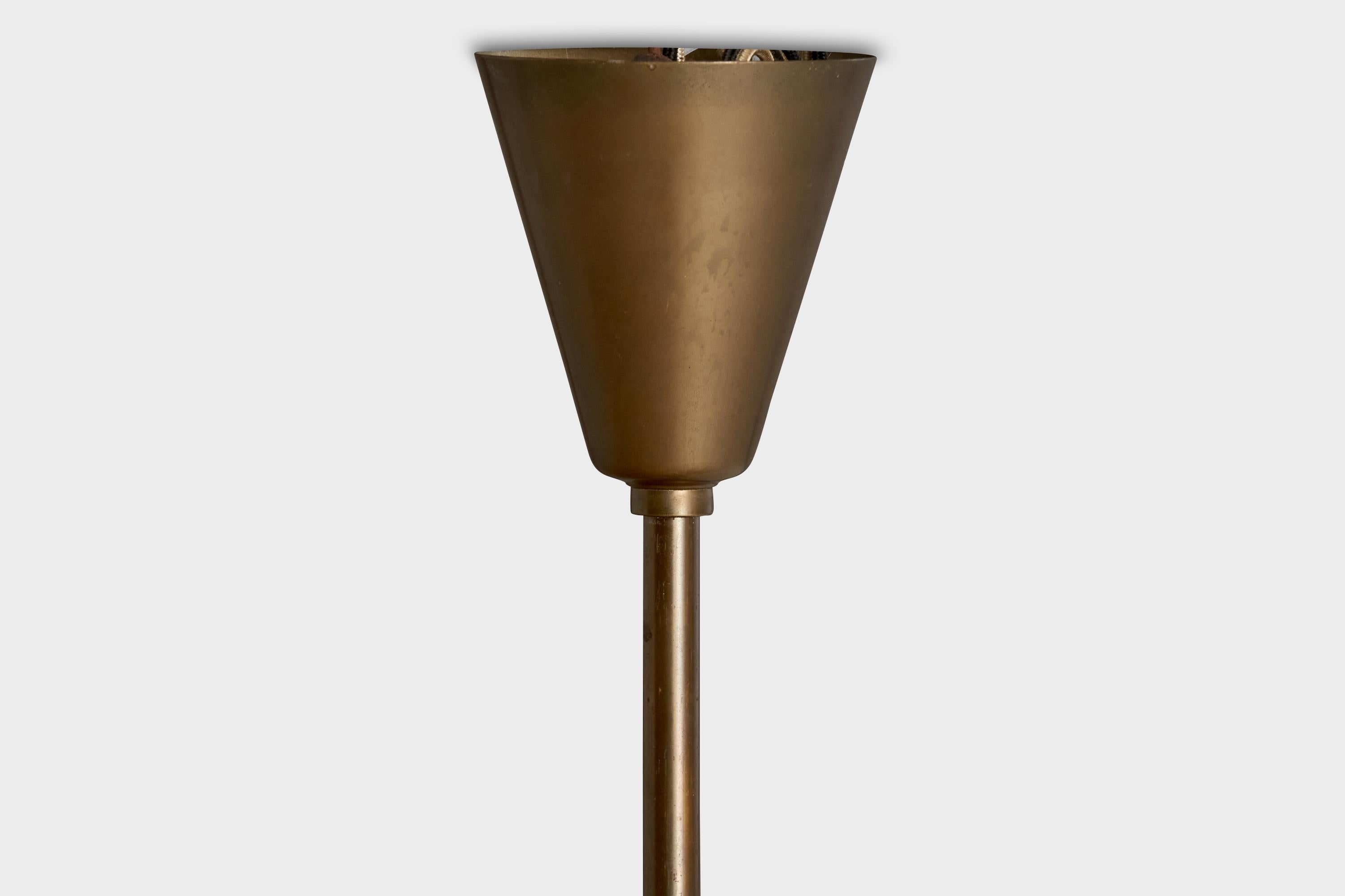 Fog & Mørup, Chandelier, Brass, Metal, Glass, Denmark, 1950s For Sale 3