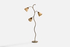 Fog & Mørup, Lampada da terra, ottone, rattan, Danimarca, anni '40