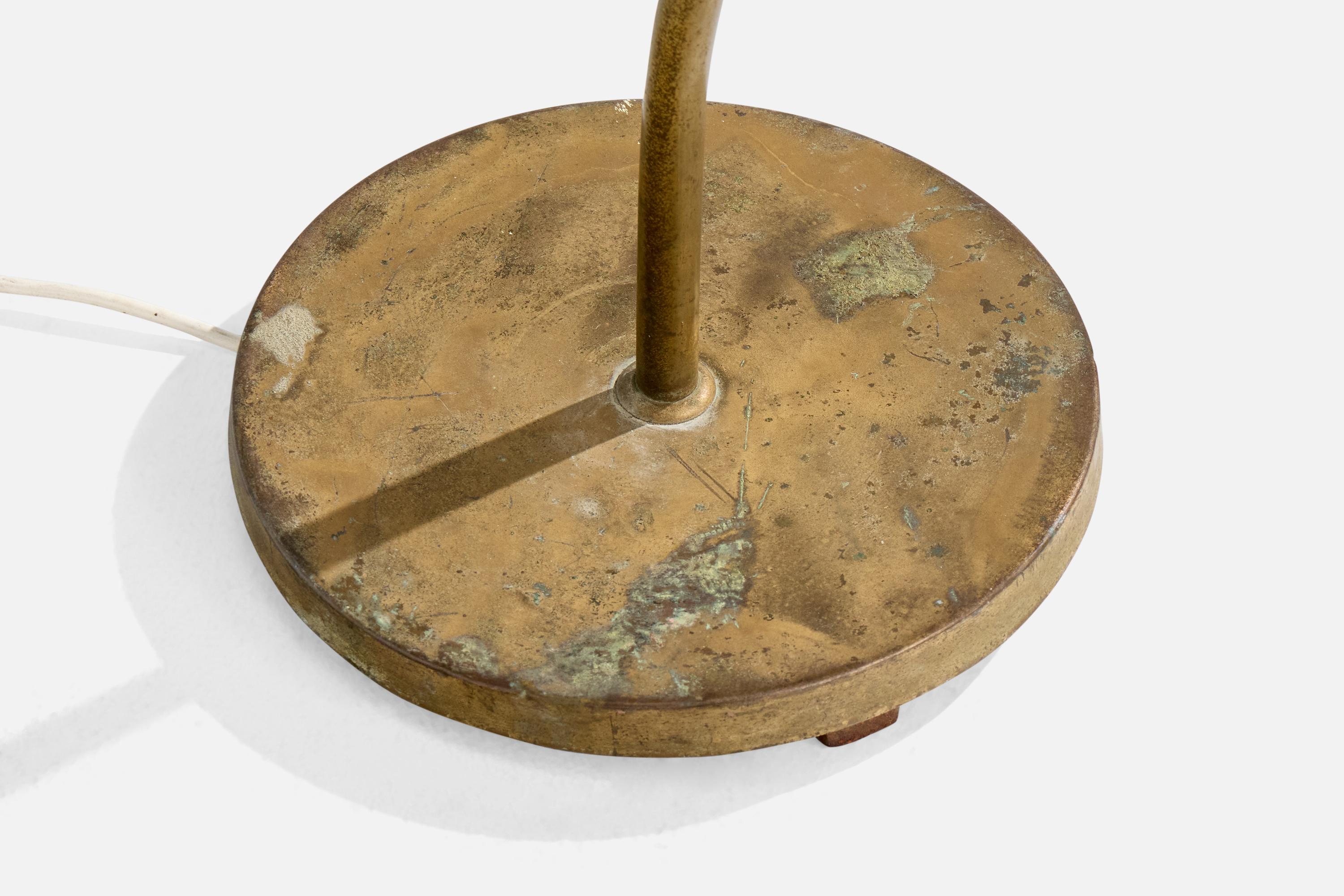 Fog & Mørup, Floor Lamp, Brass, Rattan, Denmark, 1940s For Sale 3