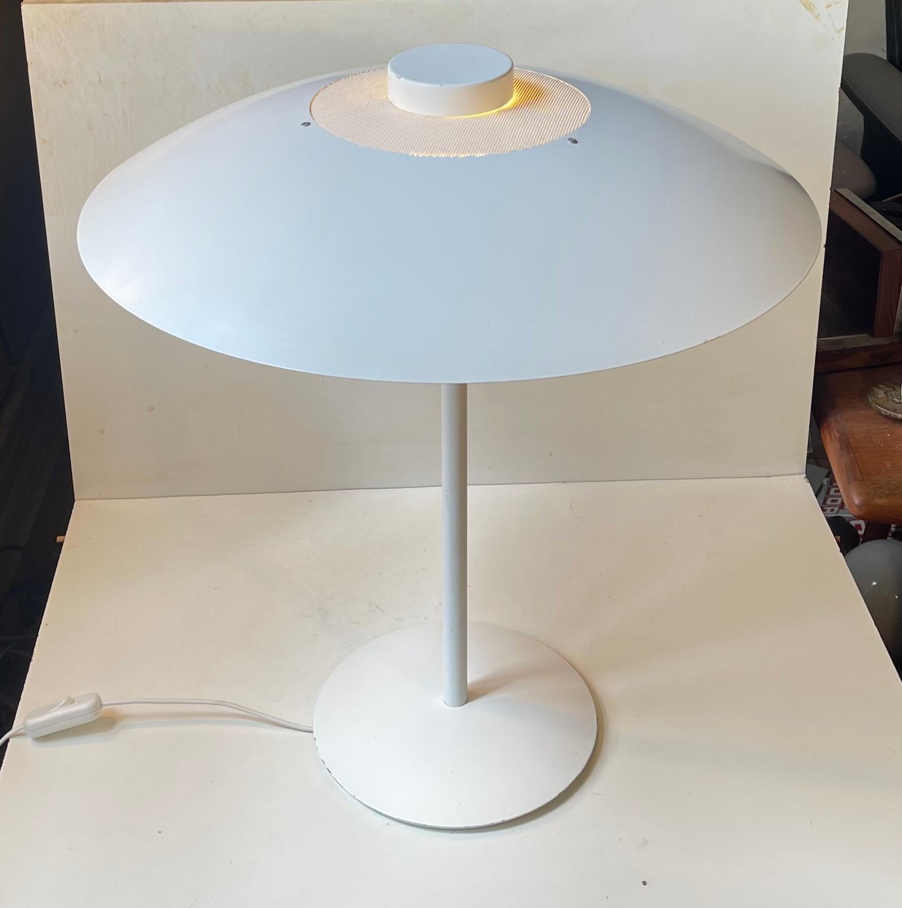 Late 20th Century Fog & Mørup Large White Danish Modern Table Lamp, 1970s For Sale