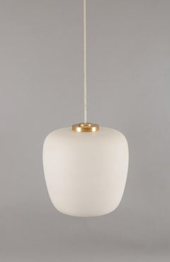 Fog & Mørup pendant lamp in frosted opal glass with brass mounting.