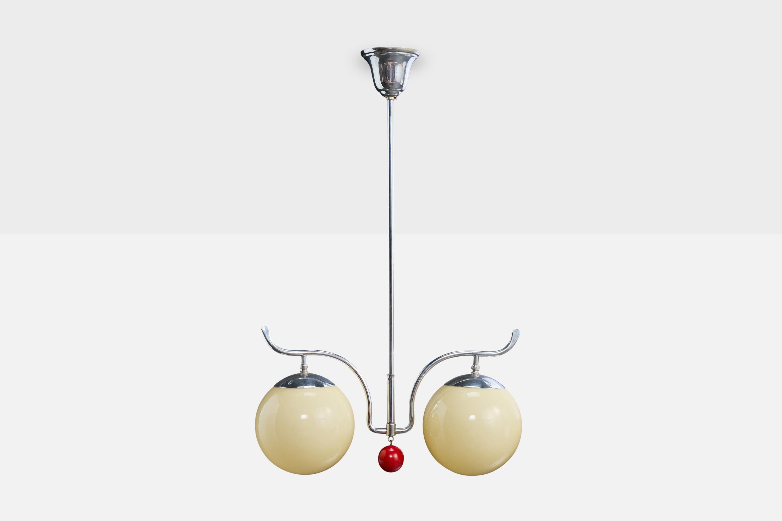 Mid-Century moderno Fog & Mørup, Lampada a sospensione, metallo, vetro, Wood, Danimarca, 1939 in vendita